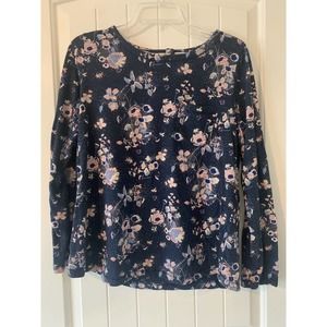 Fat Face UK Women's Blue Floral Long Sleeve Top Shirt Size 8 US (12 UK) #0030